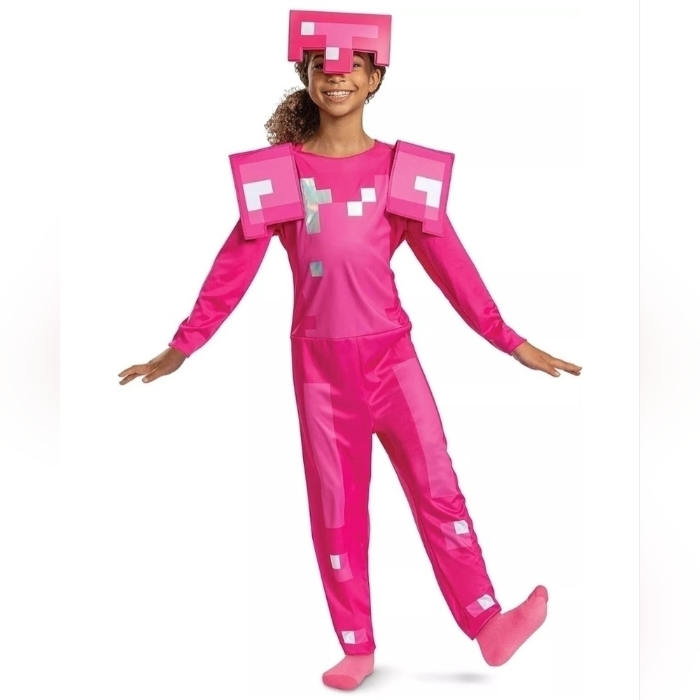 Disguise Minecraft Armor Pink Halloween Costume Cosplay Girl's MEDIUM & LARGE